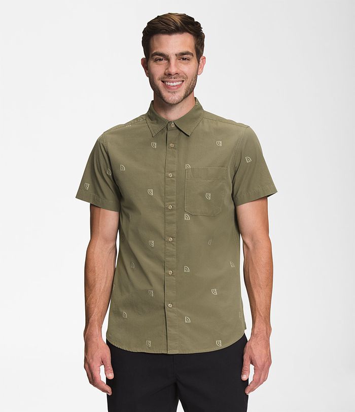 Camisa The North Face Hombre Manga Corta Baytrail Jacquard - Colombia FBWLPU902 - Verde Oliva